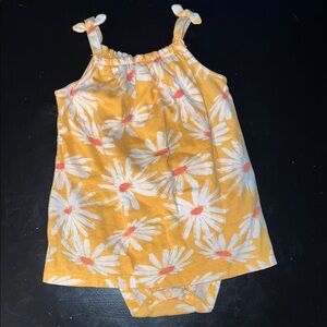 Floral Baby Dress with Bloomers - Yellow and White